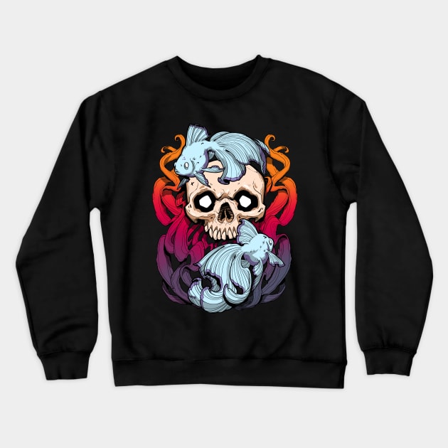 Skull Fish - Sunset Crewneck Sweatshirt by Becky Watson